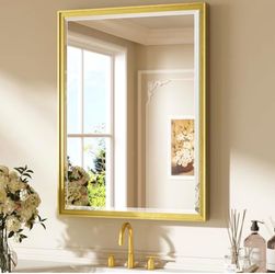 Brushed Gold Framed Bathroom Mirror