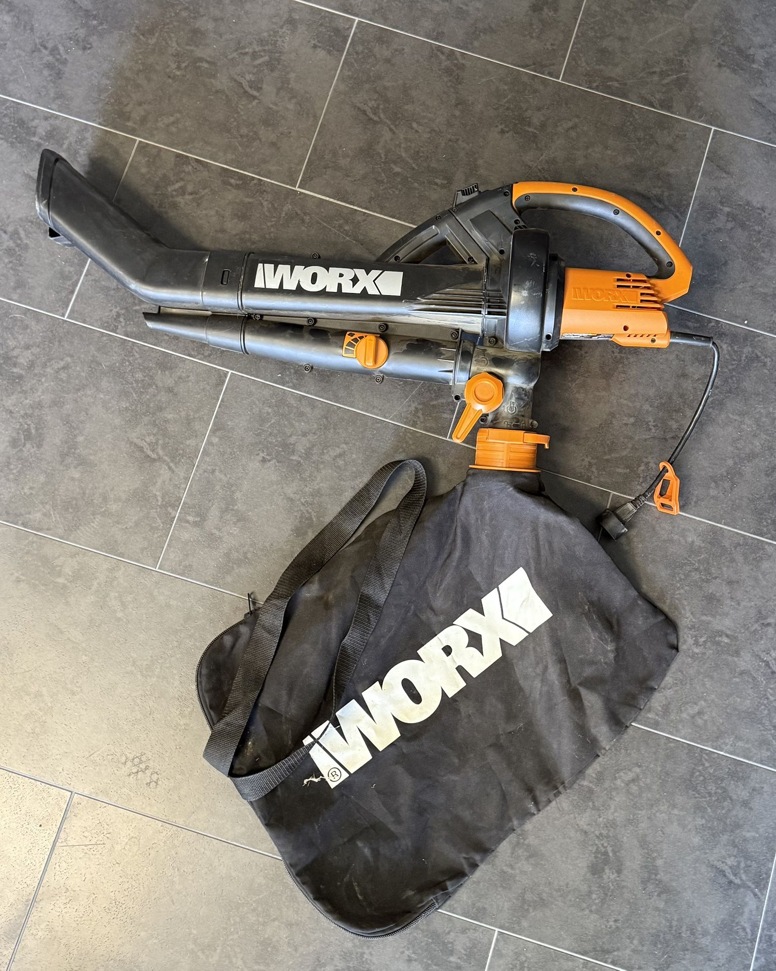 WORX WG505 Trivac 12 Amp 3-in-1 Electric Leaf Blower/Leaf Vacuum/Mulcher, Metal Impeller for Fine Mulching