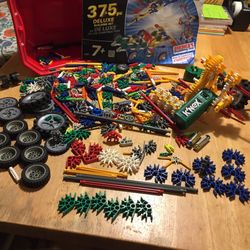K’NeX Box of loose pieces (orig 375) w/ 3 Motors