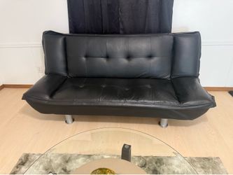 Black leather futon