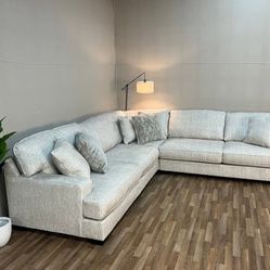 LH 👉$49 Down Payment  For Financing 👉 Ashley Rawcliffe Parchment Microfiber Fabric Oversized Sectional Couch 