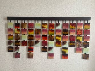 Large Multi-Panel Wall Art with Metal Bar