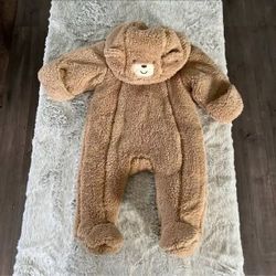 Little Me Fuzzy Bear Onesie Zip Up 6-9m