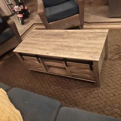 Coffee Table With Sliding Doors Storage Shelving