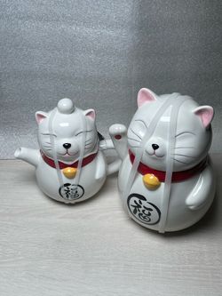 Maison Home Maneki Neko Ceramics Tea Pot & Cookie Jar