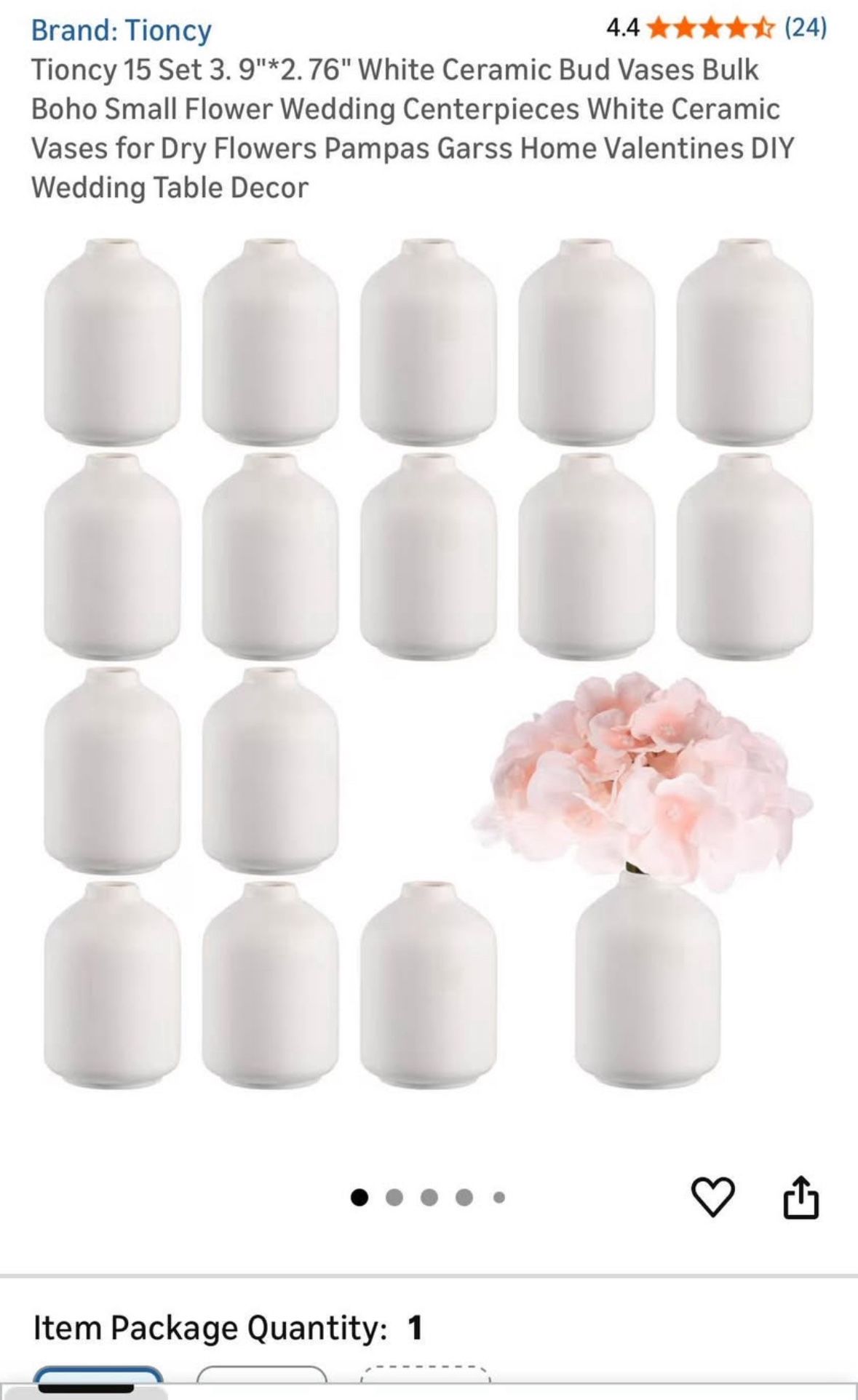 15 Set 3. 9"*2. 76" White Ceramic Bud Vases Bulk Boho