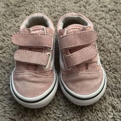 Vans Oldskool Velcro Pink Suede Toddler Size 4.5 US Sneakers 