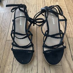 Black Sun&stone Wedge Heels Sz 8 