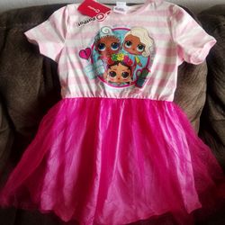 Brand New Girls Lol Surprise Short Sleeve Dress  Size  8-9y