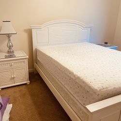 Queen Size Bed Frame With Two Night Stands 