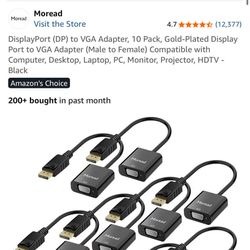 ON SALE！🔥！DisplayPort (DP) to VGA Adapter, 10 Pack, Gold-Plated Display Port to VGA Adapter (Male to Female) Compatible with Computer, Desktop, 