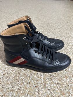 Bally Men’s Black Leather High-Top Sneakers – Size US 9.5 / EU 9.5