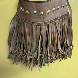 Deb & Dave Crossbody Bag Purse Western Fringe Studded Faux Leather Small