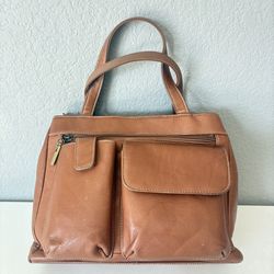 Giain Bernini Satchel Bag Handbag Multiple Pockets Medium Brown