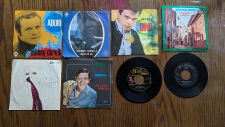 Vintage Italian 45 RPM Vinyl Record Lot, 6 Records