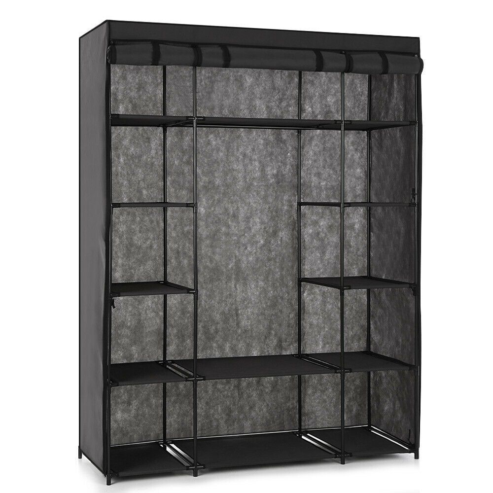 NEW Portable Closet Wardrobe Clothes Rack Storage Organizer With Shelf
