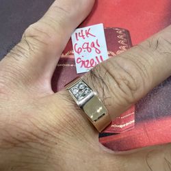 14K Solid Rose 🌹 Gold Wedding Ring With 4 NATURAL DIAMONDS 💎 6.8Gr Size 11