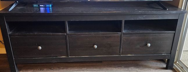 Dark Brown Wood TV Stand with Drawers