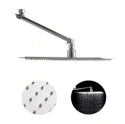 Sarlai 12" Shower Head with Pivoting Arm in Brushed Nickel