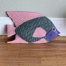 Decorative hand carved wooden fish.