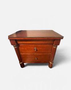 Cherry Wood Nightstand with Brass Accents