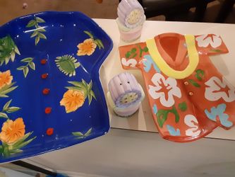 2 Ceramic shirt ....and 2 salt shakers...$7 all
