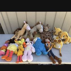 Lot Of 12 Plushy Stuffed Animals Various Characters N Some Vintage From 90s Make Offer Make Offer