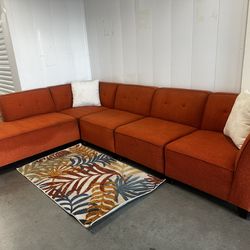 5PC ORANGE SECTIONAL COUCH W/ FREE DELIVERY