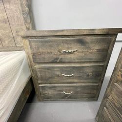 Charcoal Grey 3- Drawer Solid Wood Nightstand