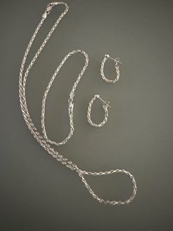 Solid 925 sterling silver rope set