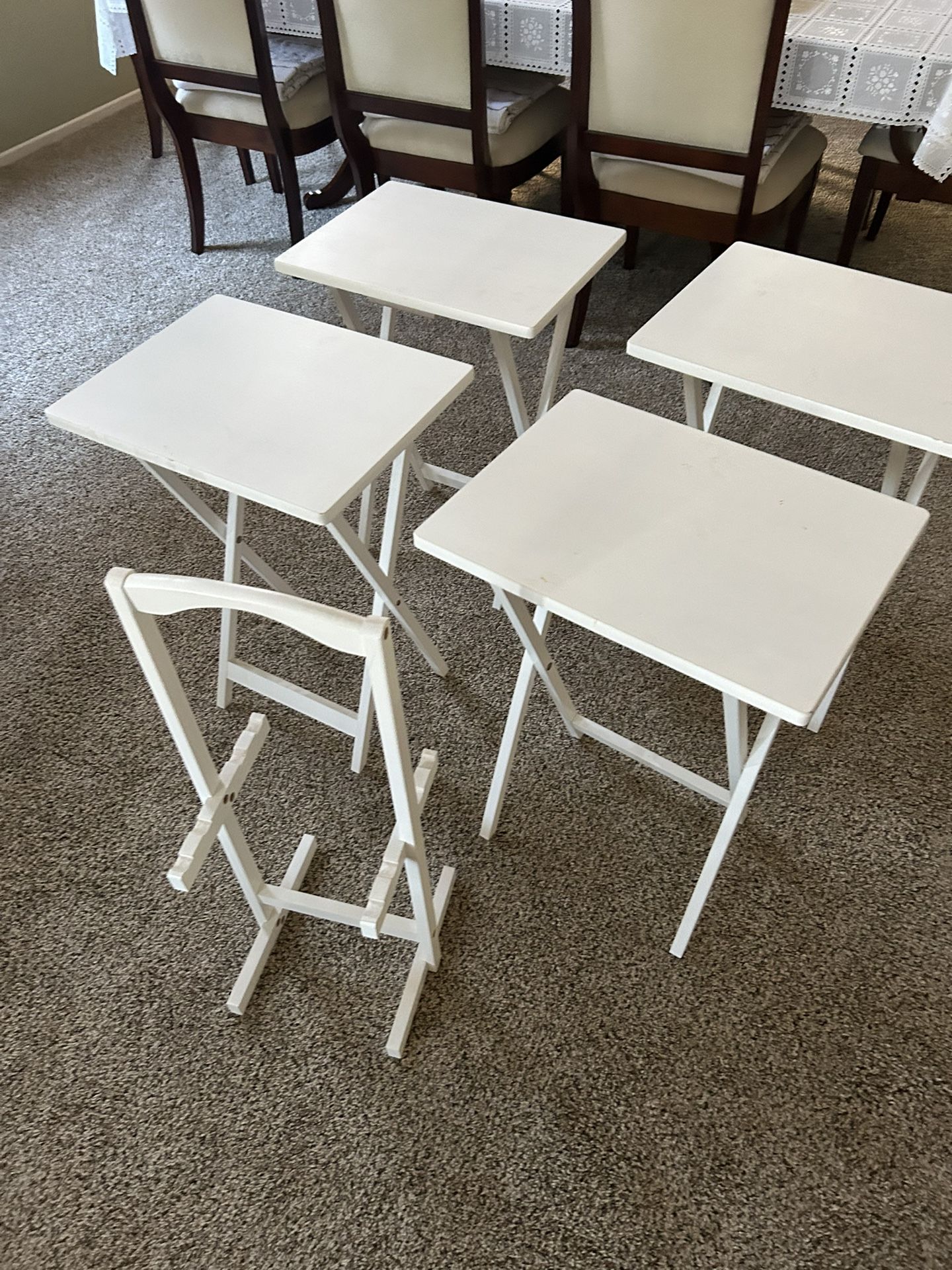 Set of 4 small wooden folding tables - TV trays