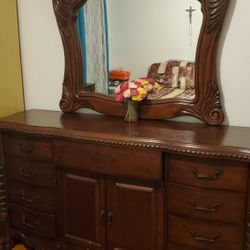 Clothing Chest With Mirror, Dark Brown