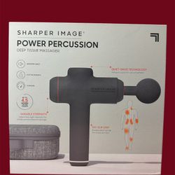 Sharper Image Power Percussion Deep Tissue Massager Massage Gun Black/Gray NEW & SEALED