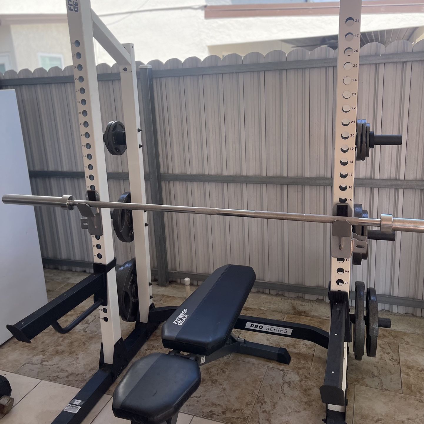 Bench with Rack and Weights
