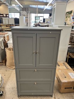 VASAGLE Bathroom Floor Cabinet w/ 2 Doors & Adjustable Shelves - Gray