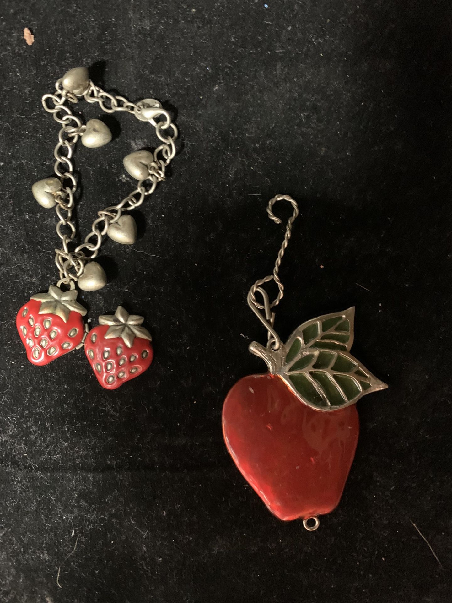 Strawberry charm bracelet and Apple charm large