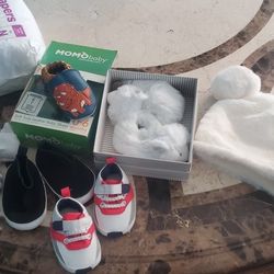 baby shoes and diapers