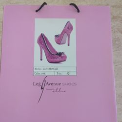 Pink 5" Glitter Pump Costume Heels Size 6 Brand New 