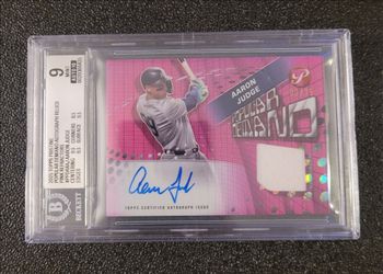 Top Pop, Pop 1 BGS 9,10 on card Auto #/15 Aaron Judge game used Patch 2025 Topps Pristine Pink Refractor