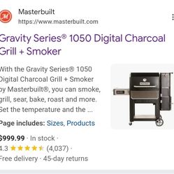 Masterbuilt 1050 Gravity Charcoal Grill BBQ Smoker