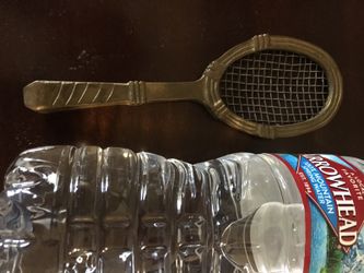 Solid brass tennis racket, 7 inches long