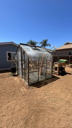 Glass Greenhouse 6’ X 8’ With Frame On Bottom She Shed Chicken Coop.