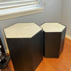 Stone-top Hexagon Side Tables (set of 2)