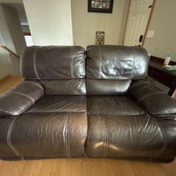 Lazy Boy Brown Leather Recliner Sofa And Love Seat 