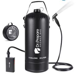 DR.PREPARE Portable Shower for Camping, 4/5 Gallons Camping Shower Bag, Portable Outdoor Shower with Pump for Hiking, Climbing, Pet Cleaning, Car Wash