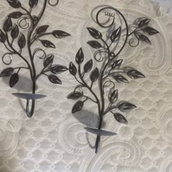 2 Candle Wall Sconces, Decorative. And 5 Candles 