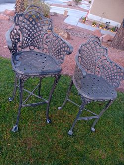 Cast Iron Outdoor Bar Stools Set of 2