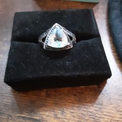 Light Aquamarine, Stone and darker aquamarine Stone accents Sterling Silver Ring