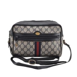 Original Gucci VINTAGE navy Blue GG Web Crossbody  Handbag 