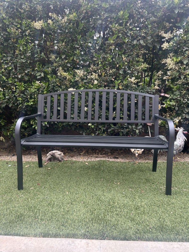 Steel Garden Bench Patio Color: Black